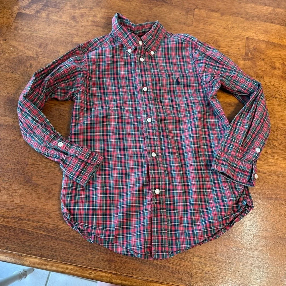 Ralph Lauren Red Green Plaid button down shirt size 6